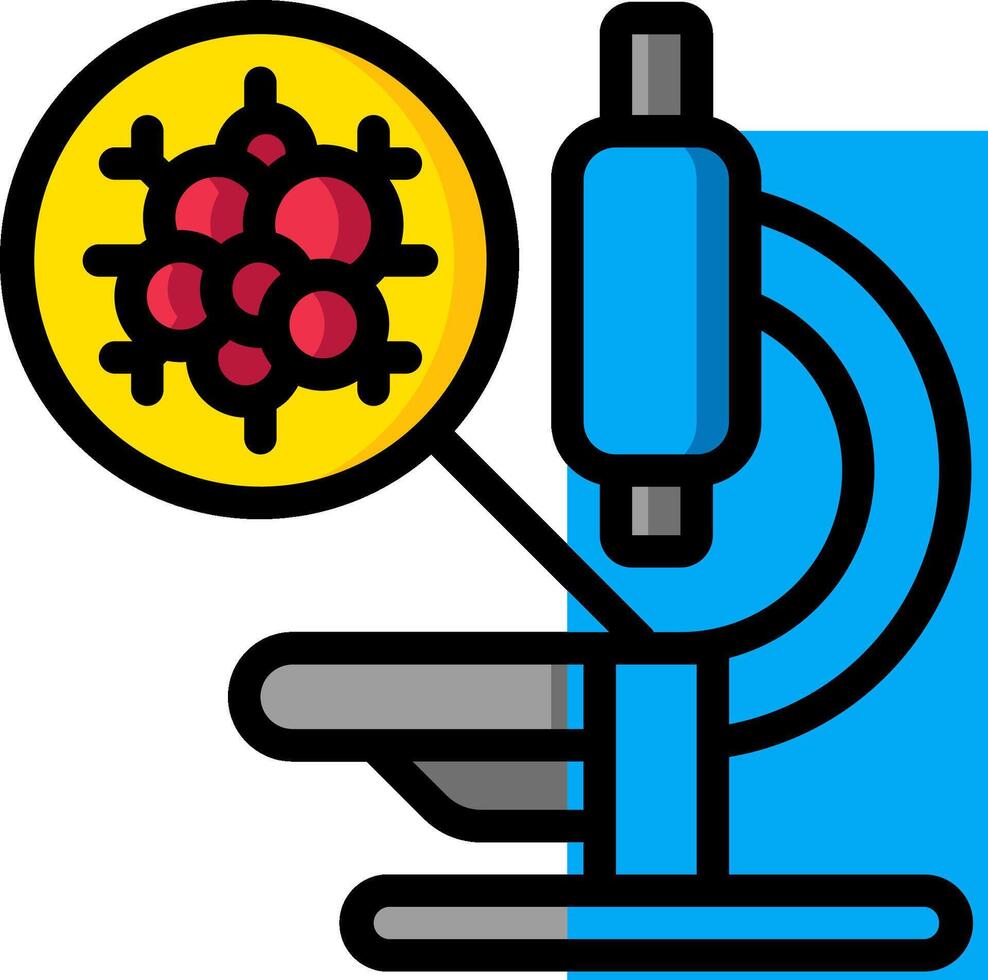 Microscope icon with a red and blue object vector
