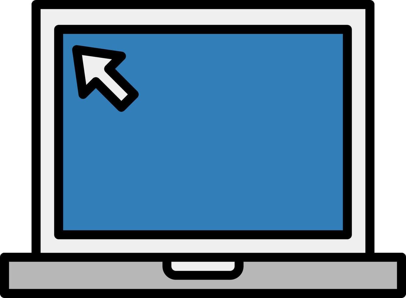 A laptop computer with an arrow pointing to it vector