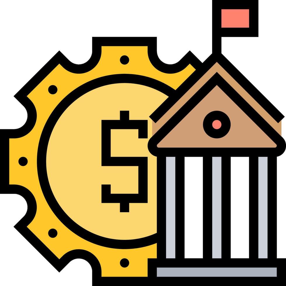 Bank building with dollar sign and clock icon vector
