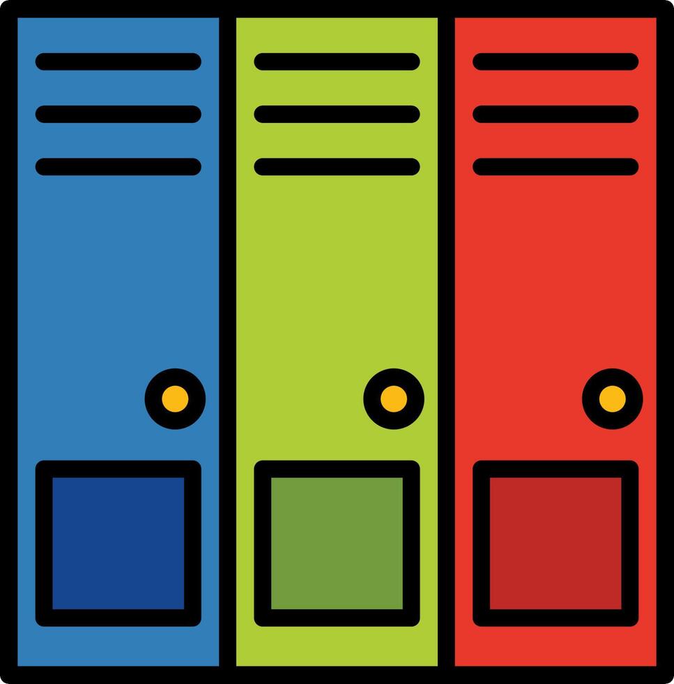 Three colorful lockers with a red, blue and green door vector