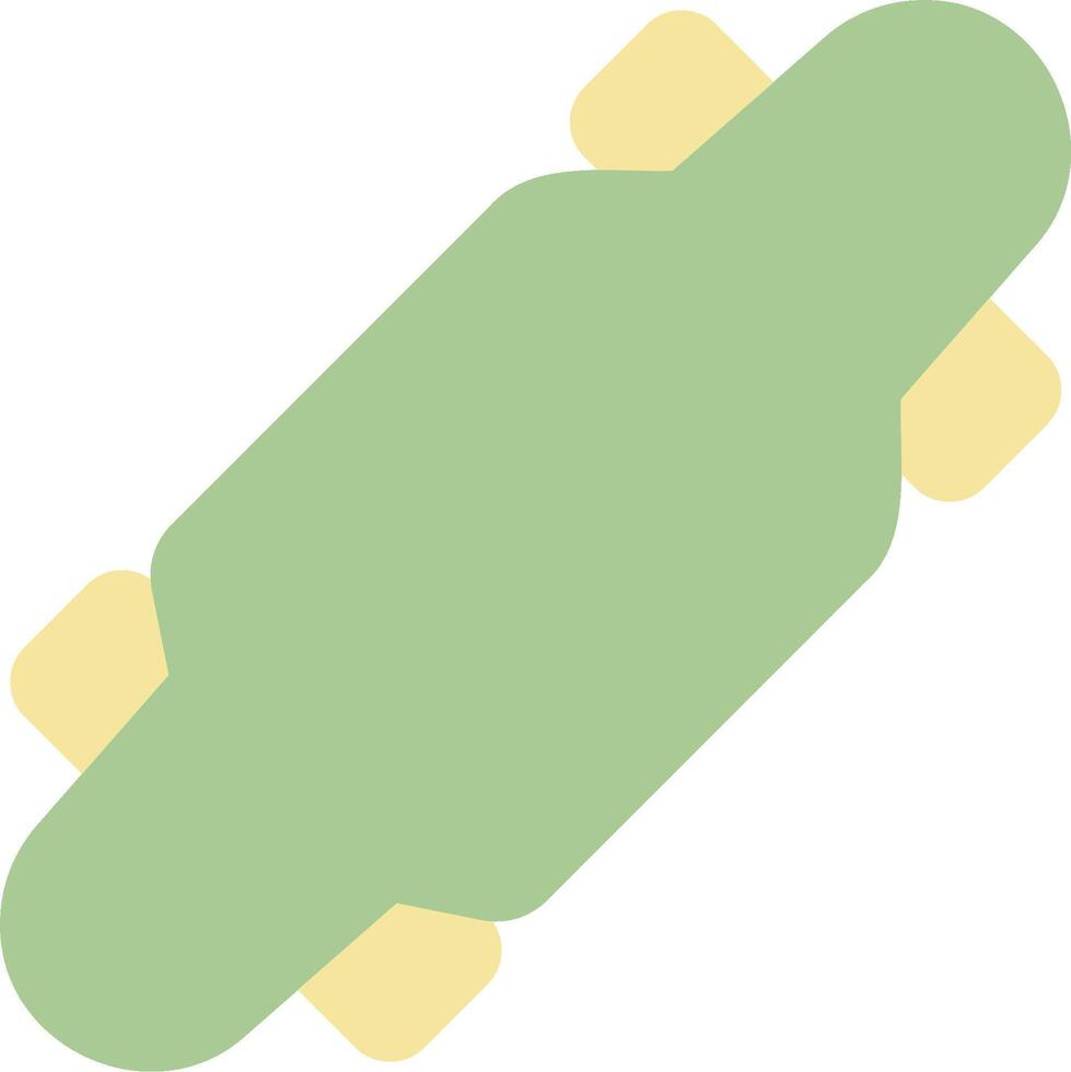 A skateboard is shown in a flat style vector