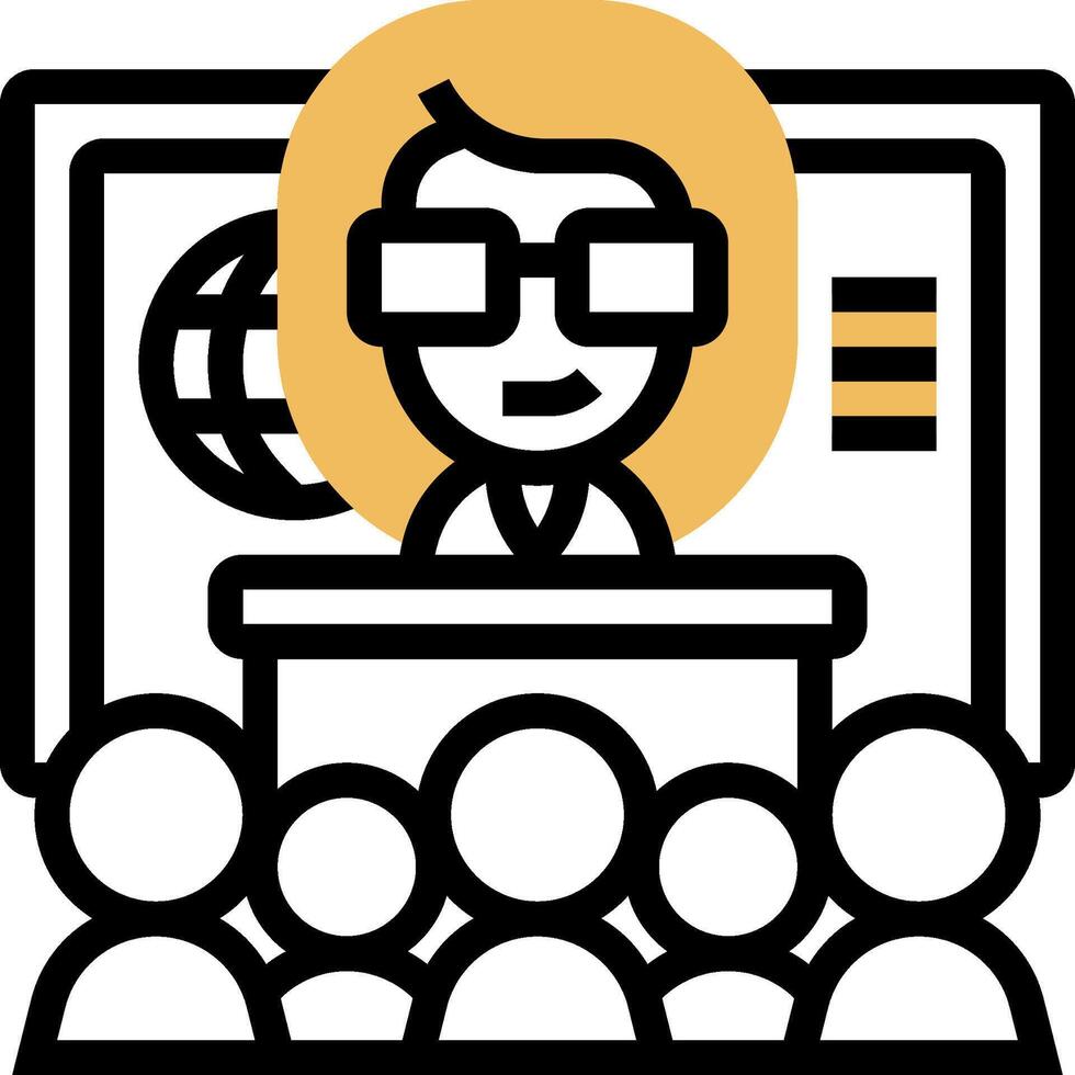 A cartoon man in glasses is standing in front of a podium vector
