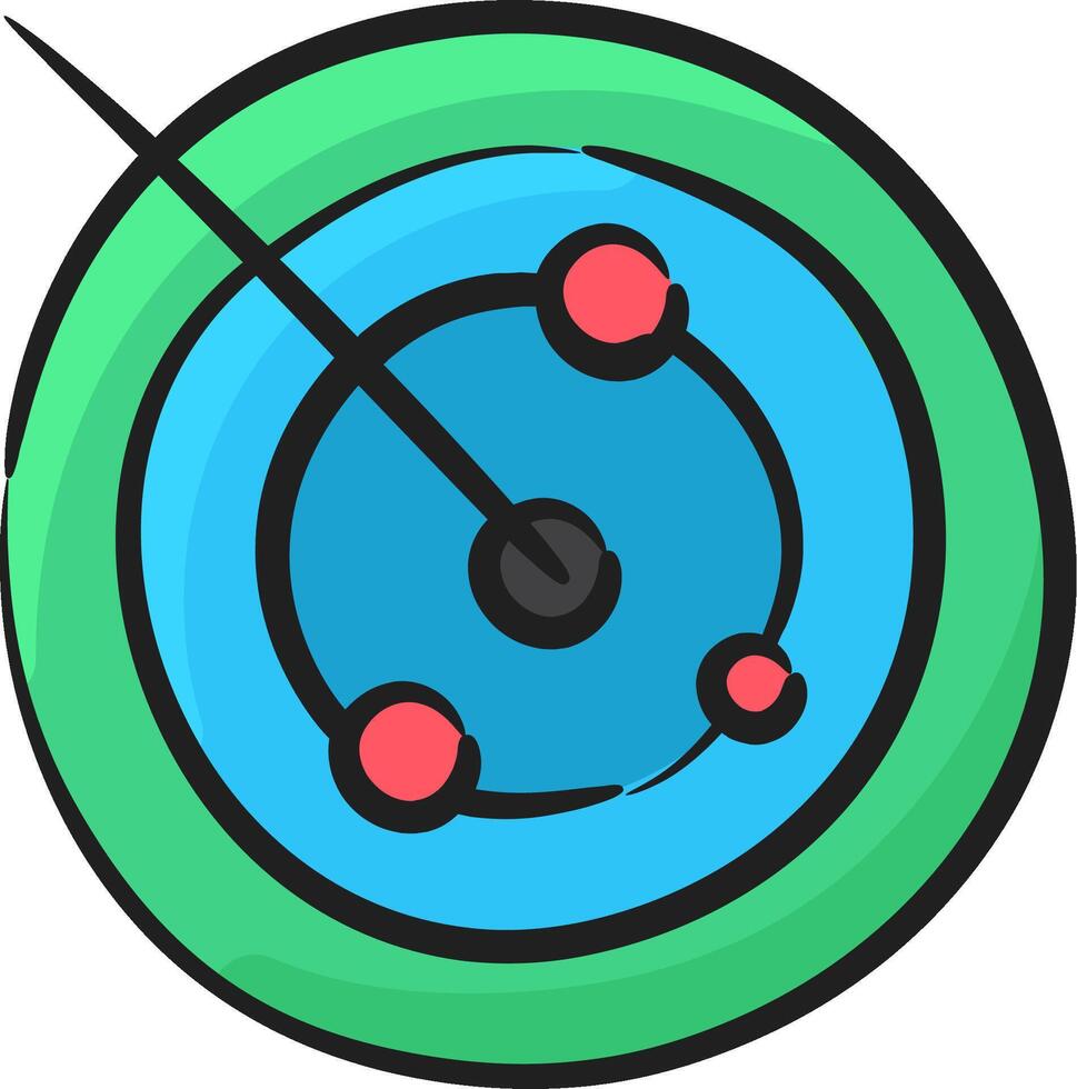 A cartoon image of a blue and green circular object vector