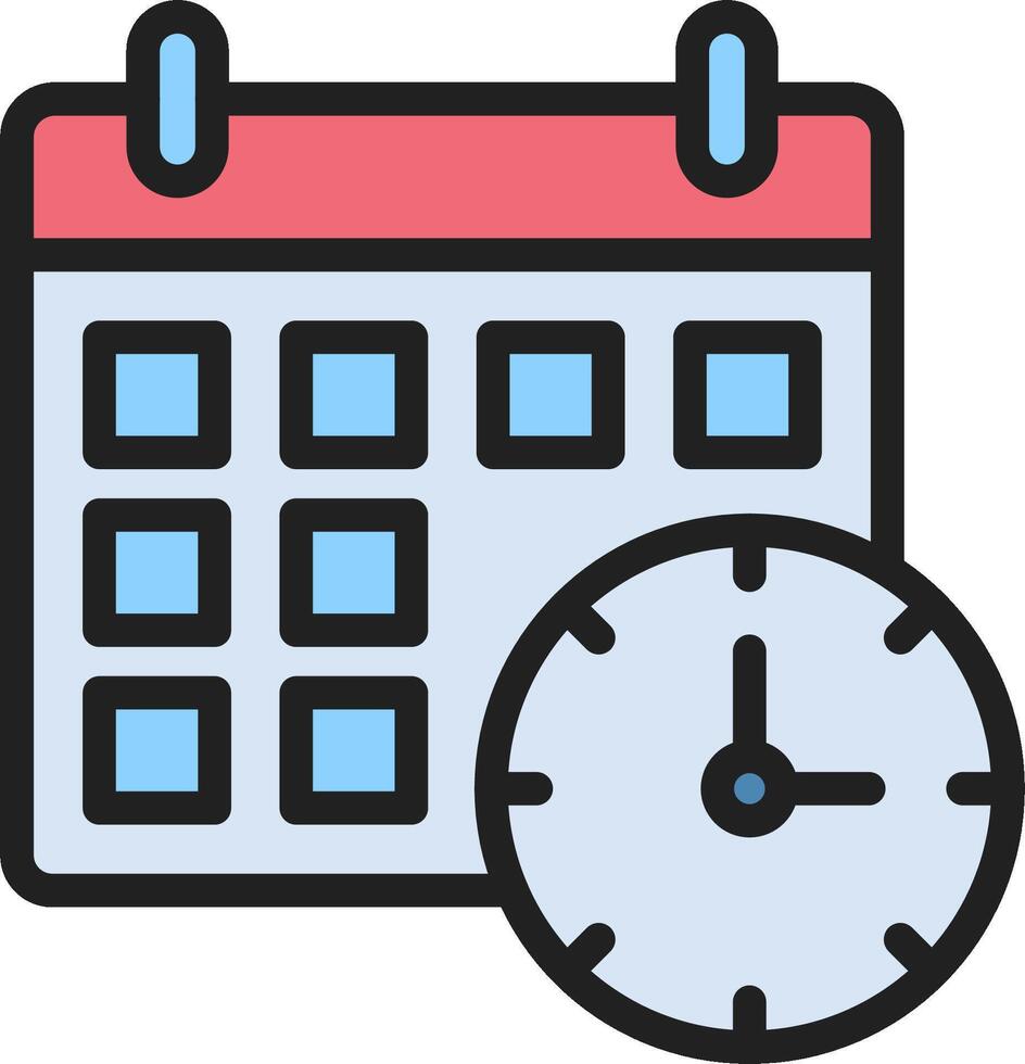 Calendar icon with clock illustration vector