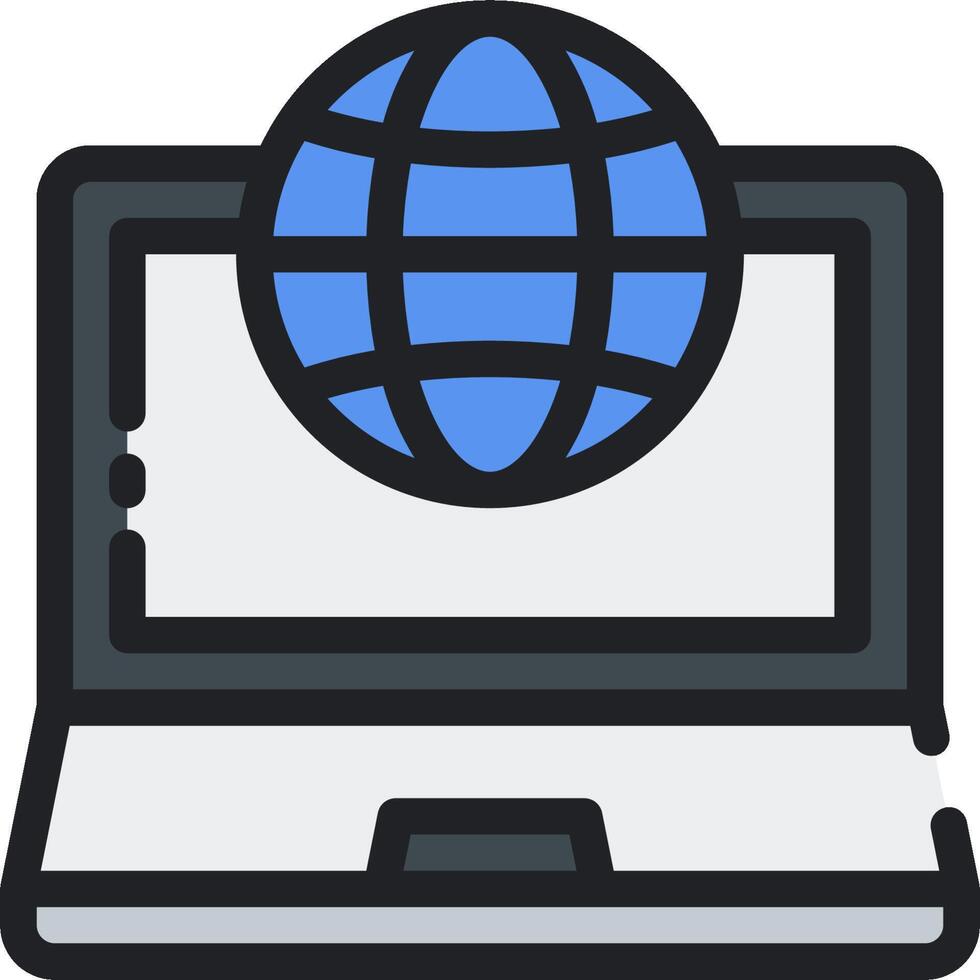 A laptop with a globe on it vector