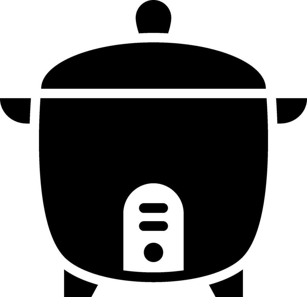 A black and white icon of a rice cooker vector