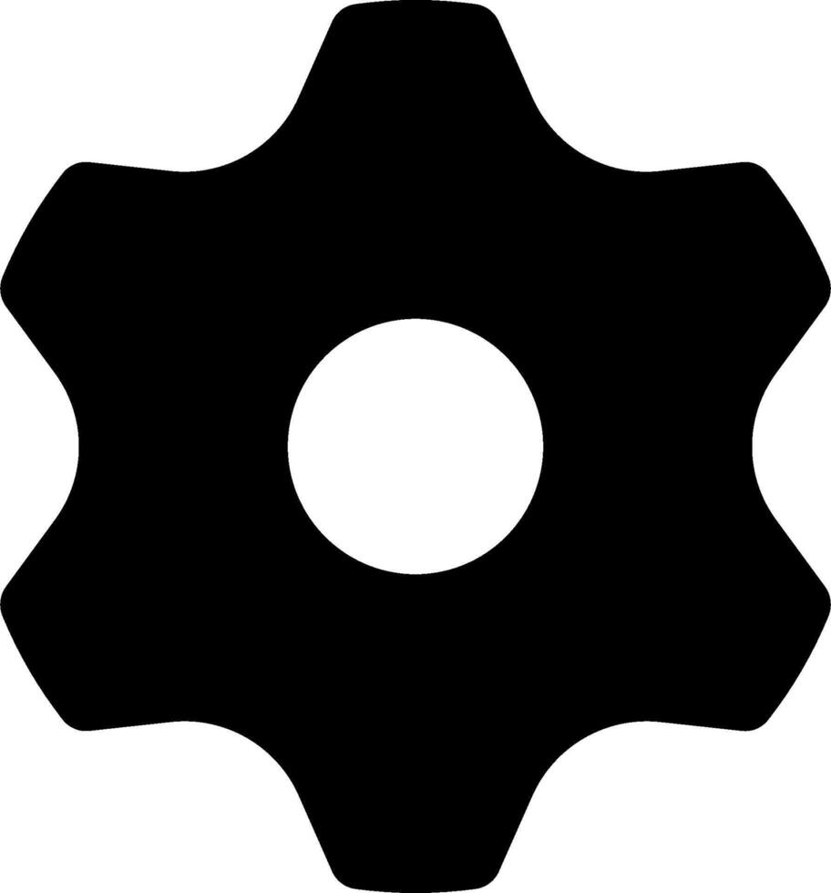 A black gear wheel icon on a white background vector