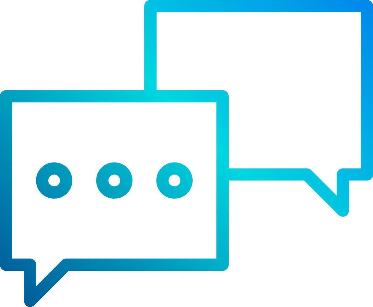 Two speech bubbles with a blue outline vector