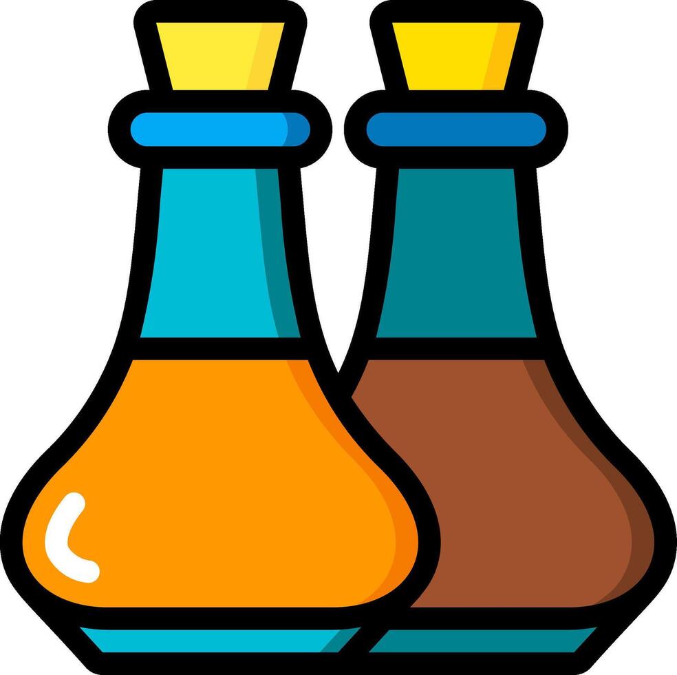 Two bottles of liquid with a yellow cap and blue cap vector