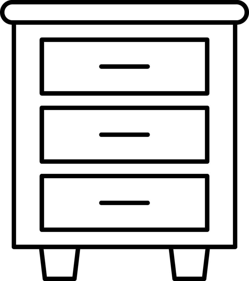 A black and white drawing of a dresser vector