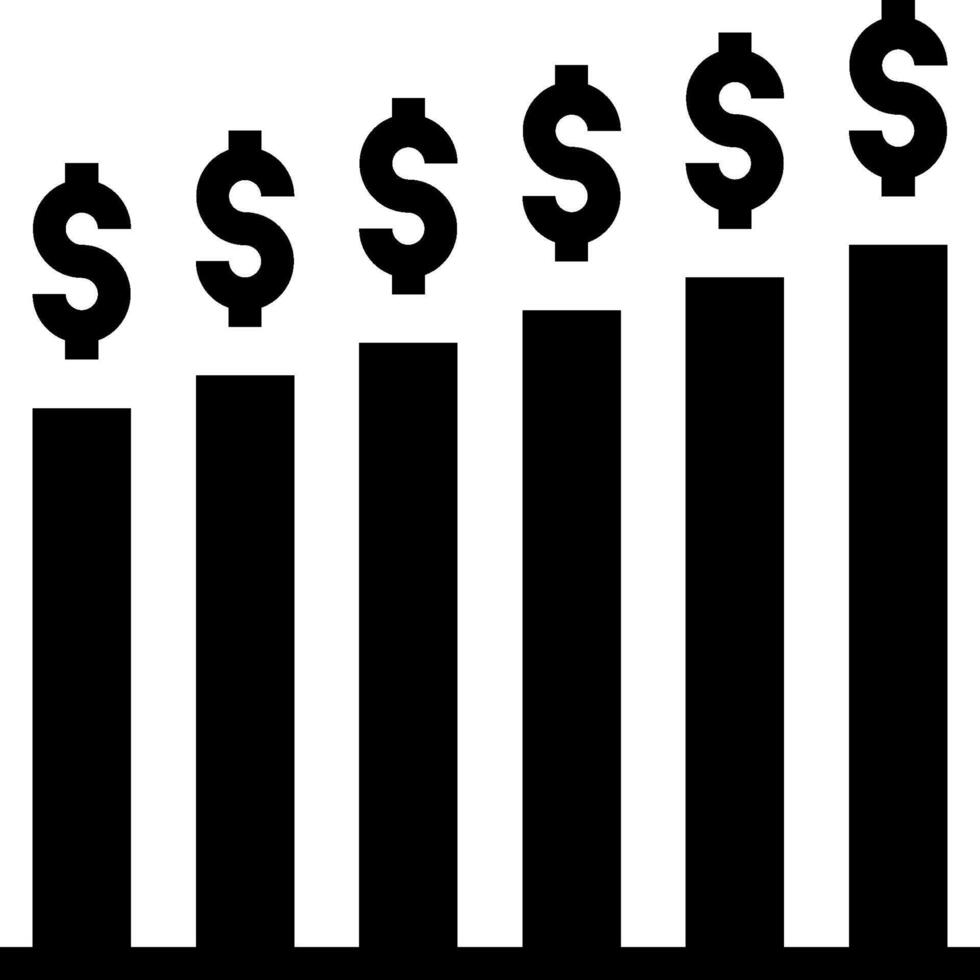 A bar chart with dollar signs on it vector