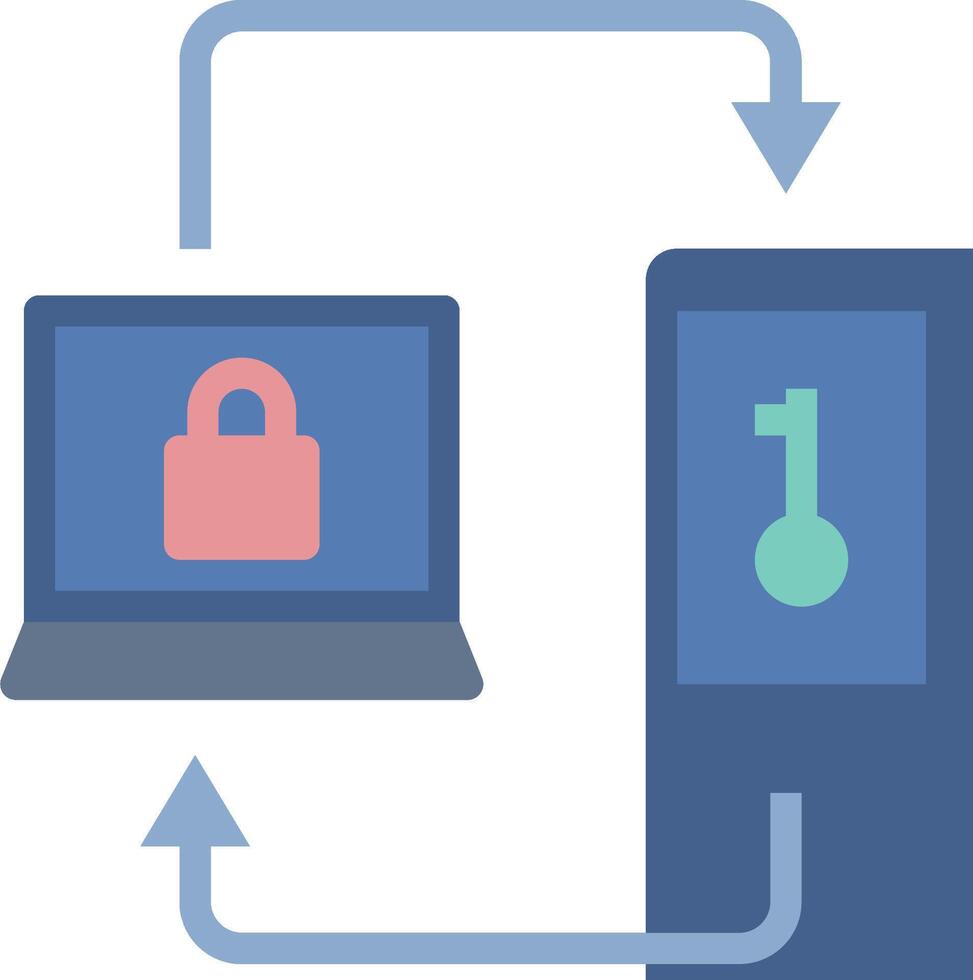 A laptop and a padlock are connected to each other vector