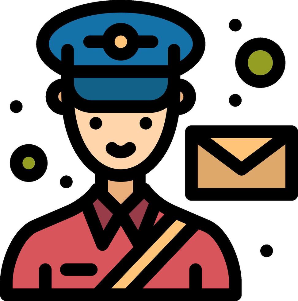 Mail icon with a man in uniform holding an envelope vector