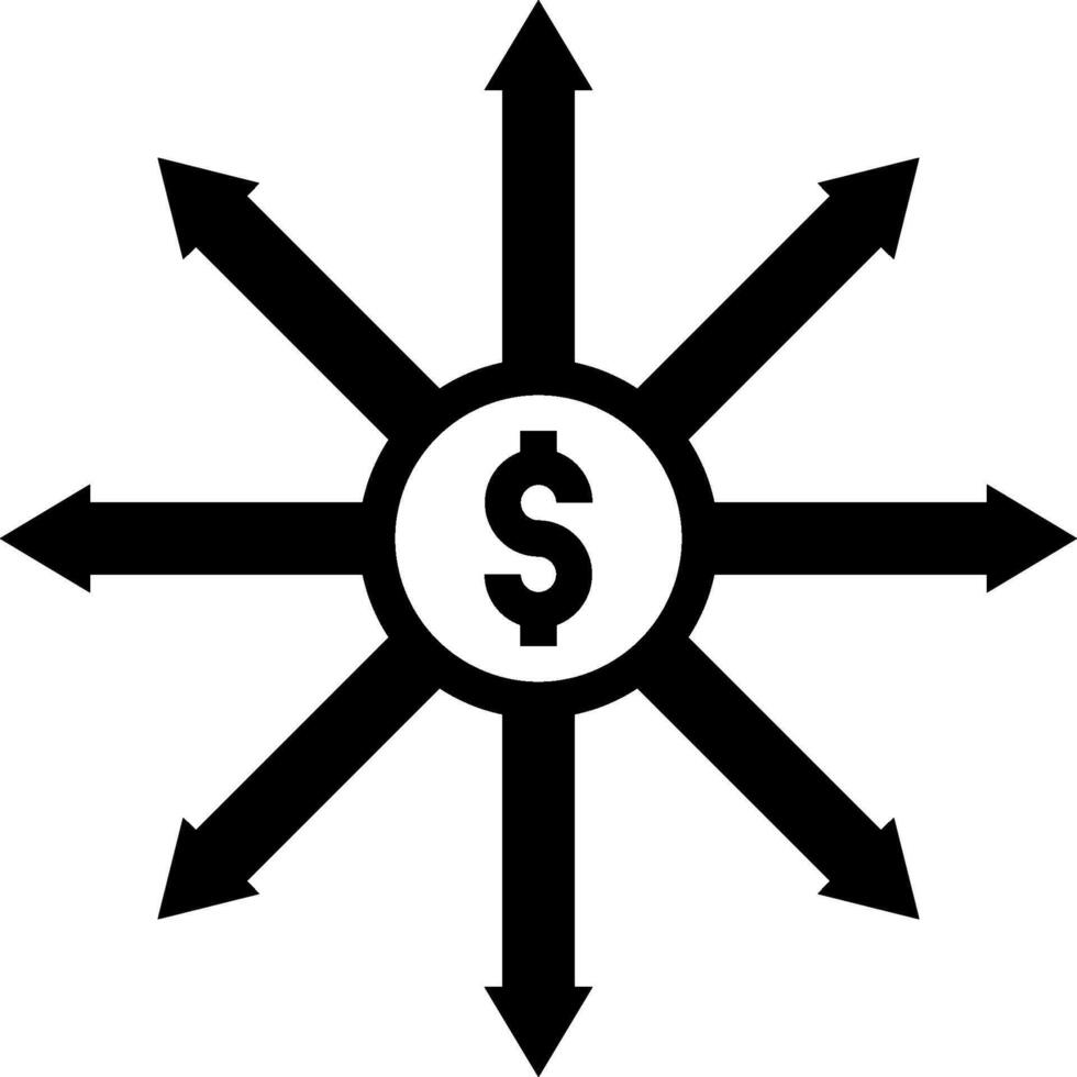 A dollar sign surrounded by arrows vector