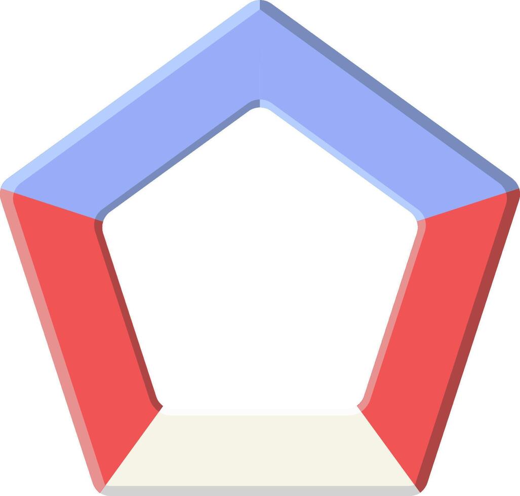 A hexagon with a red, blue and white color scheme vector