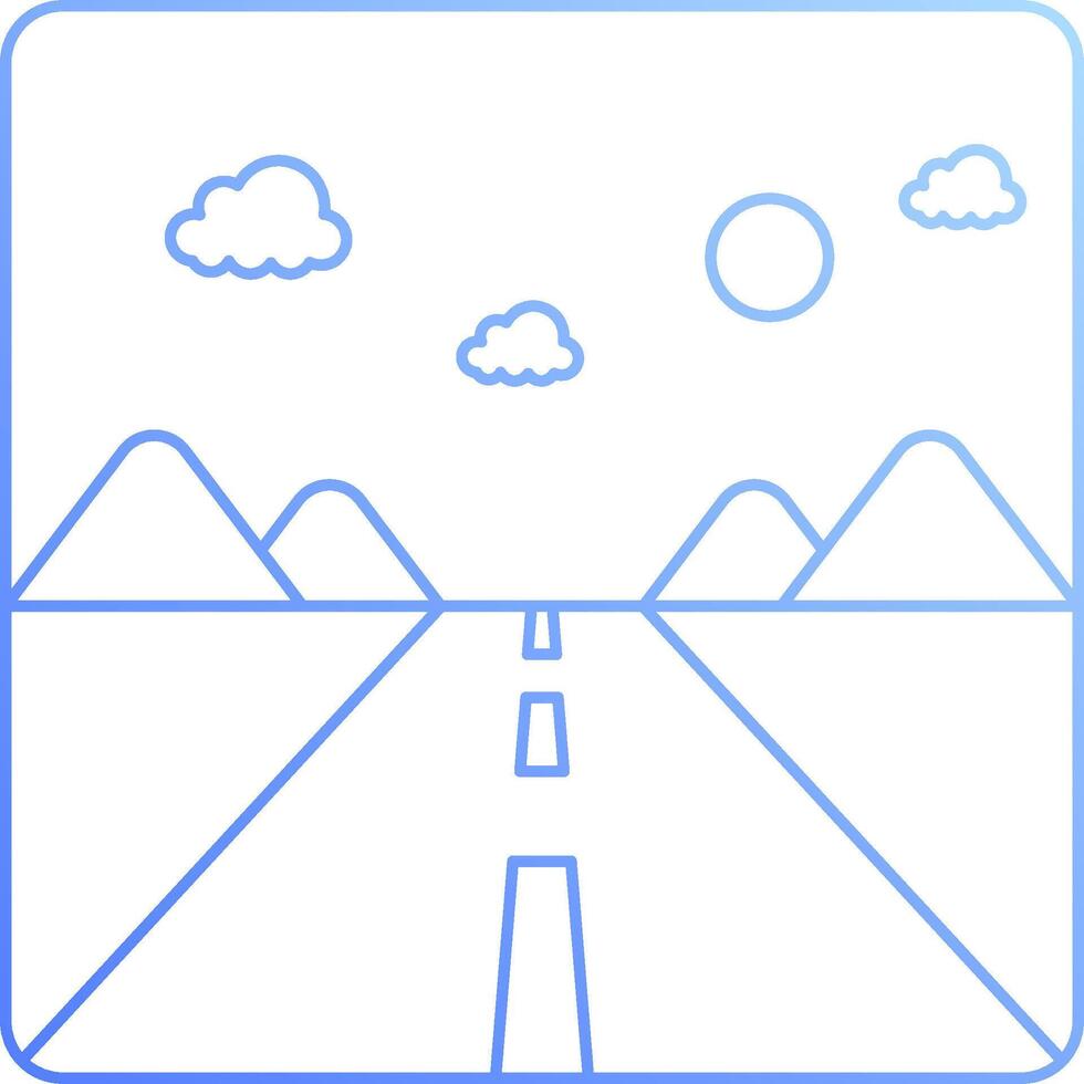 A line drawing of a road with mountains in the background vector