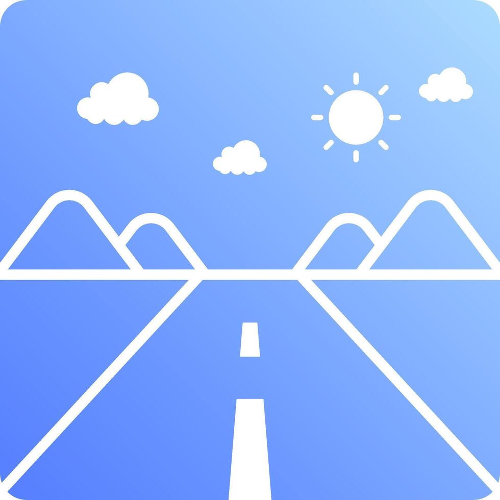 A road with mountains and sun in the sky vector