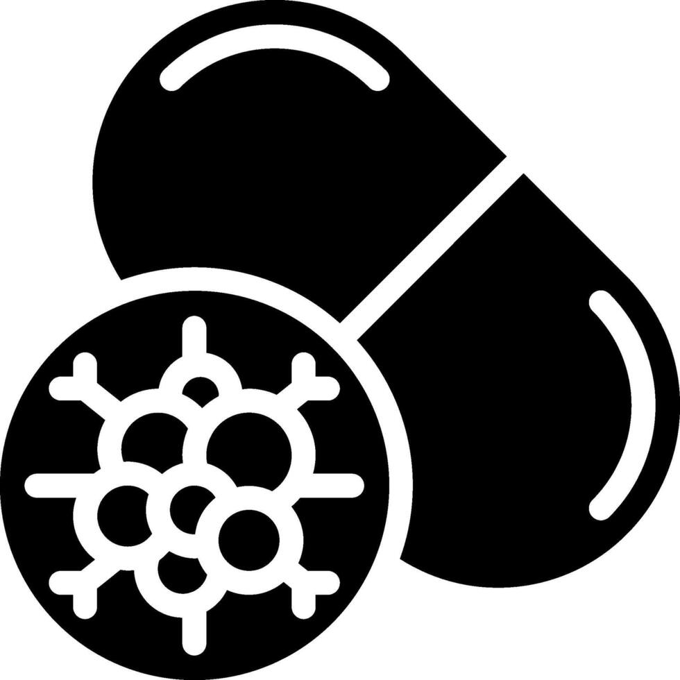 A black and white image of a pill and a virus vector