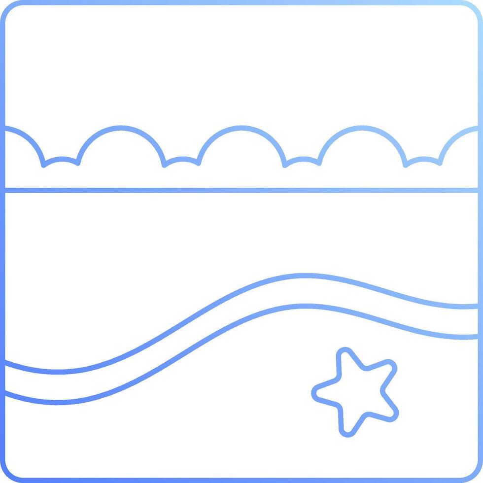 A blue line drawing of a wave and star vector