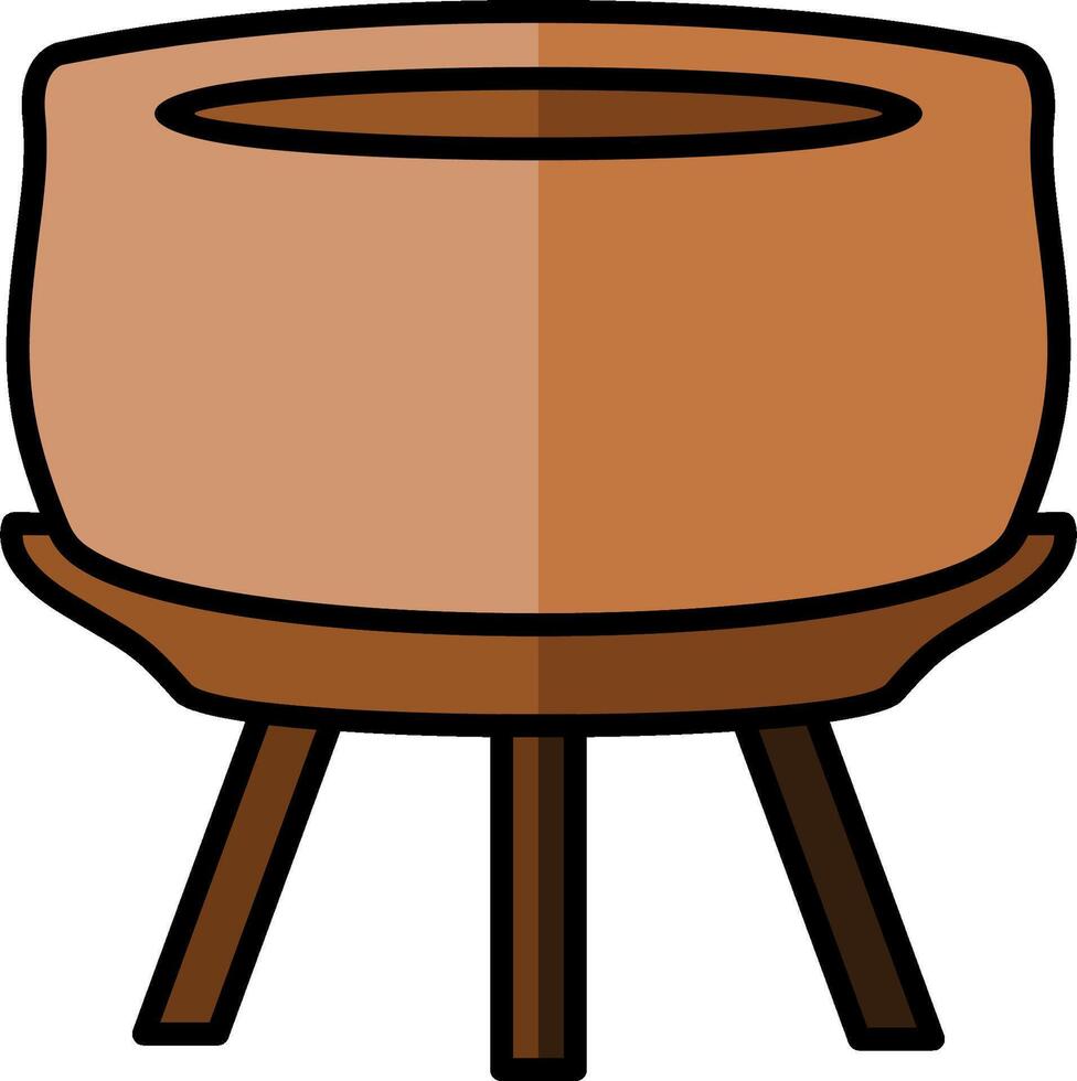 A brown pot on a stand with a wooden base vector