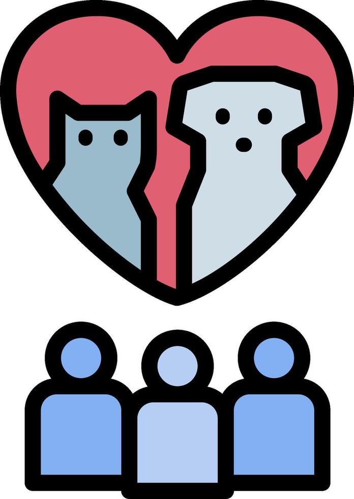A heart with people and a dog and cat vector