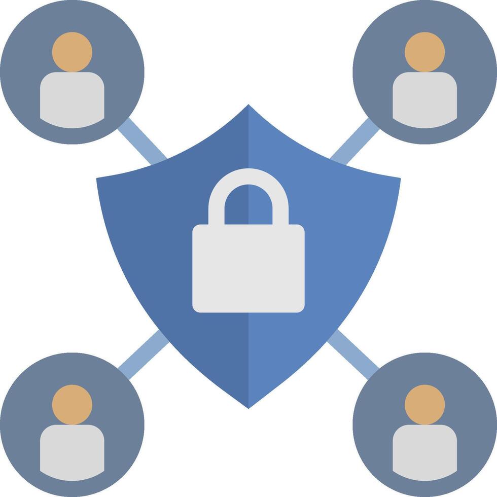A shield with people around it and a lock vector