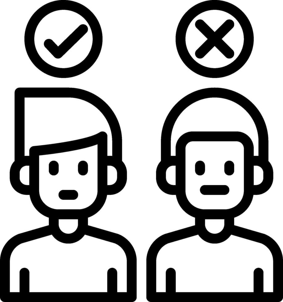 Two people with crossed out check marks on their heads vector