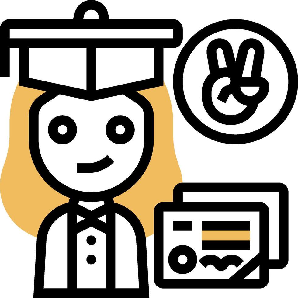 A woman in a graduation cap and gown holding a diploma vector
