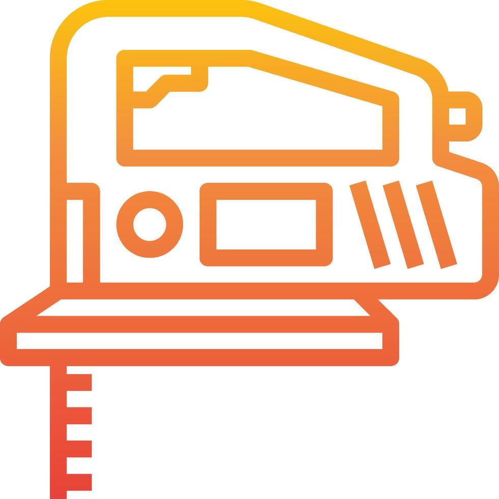 A line drawing of a saw on a table vector