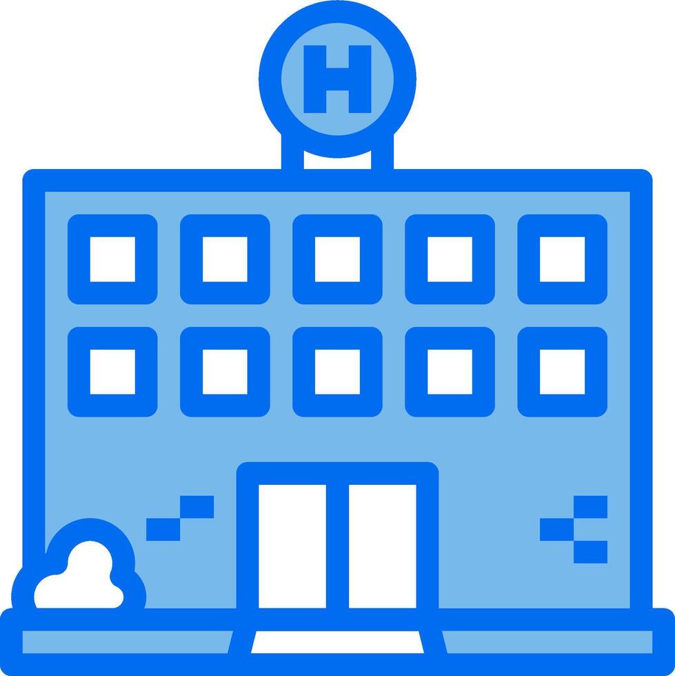 A blue building with a sign on it vector