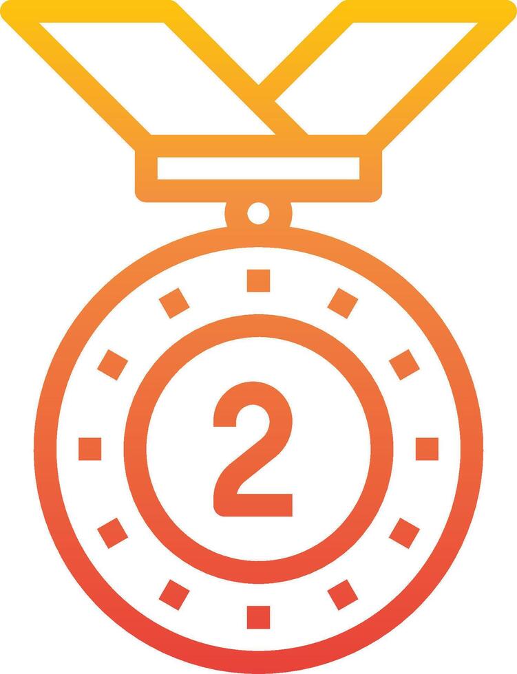 The medal for the second place is shown in orange and yellow vector