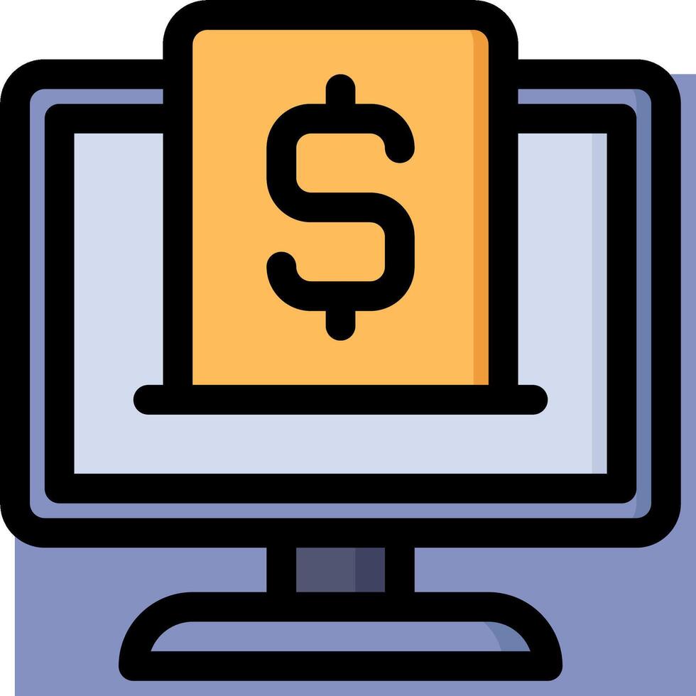 A computer monitor with a dollar sign on it vector