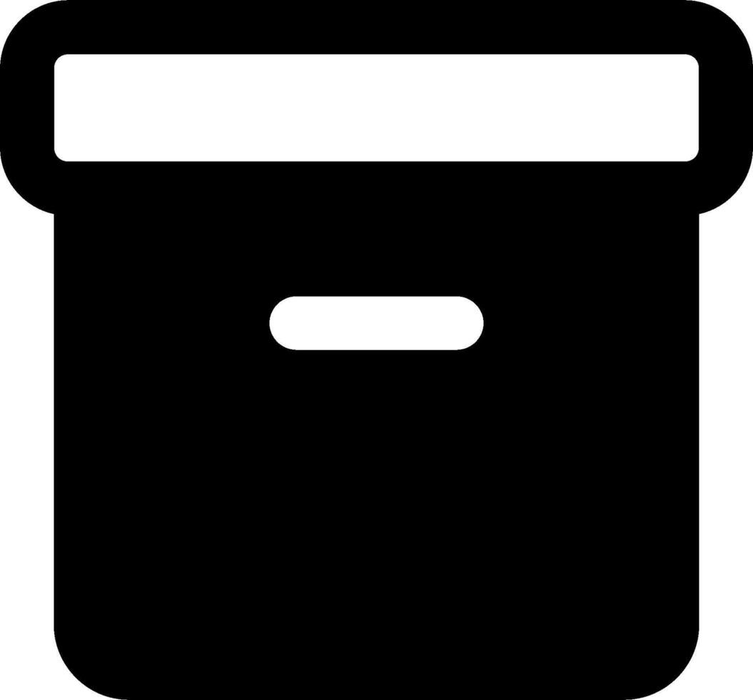 A black and white icon of a file box vector