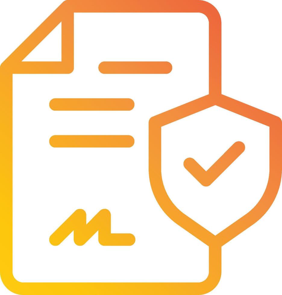 A document with a check mark and a shield vector