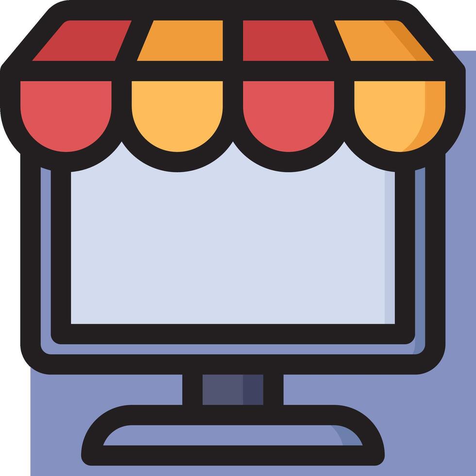 An icon of a computer with a shop awning vector