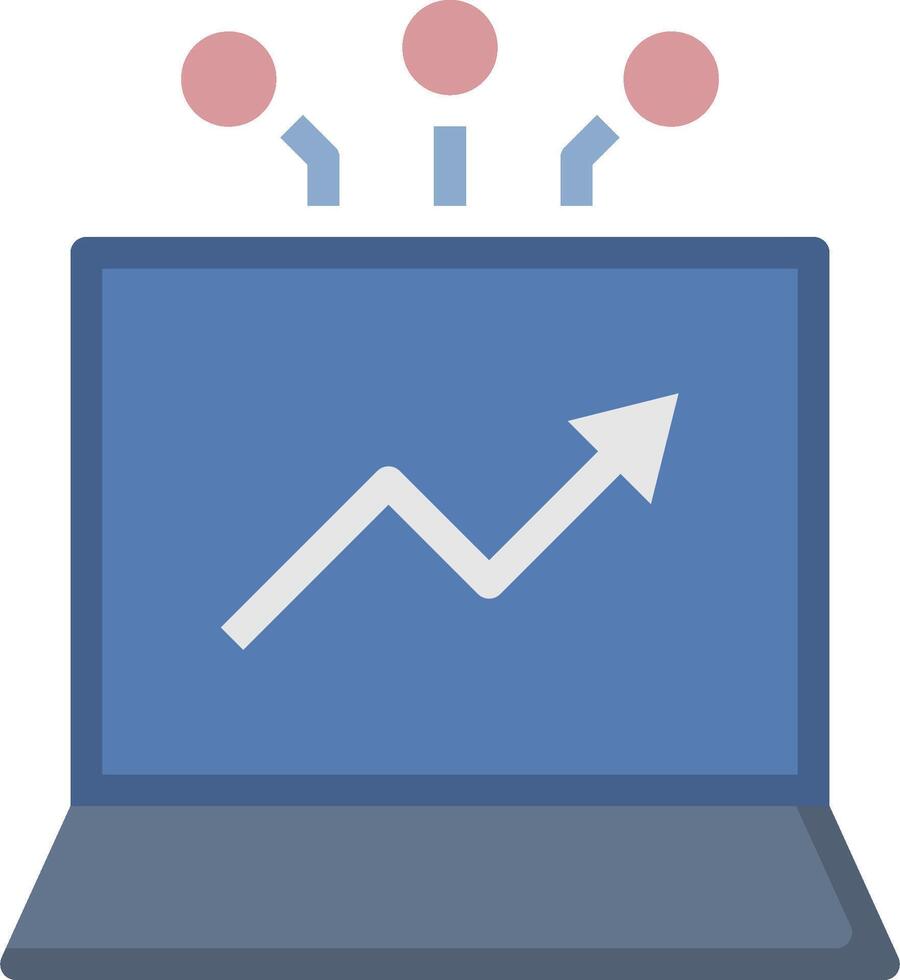A laptop with an arrow going up on it vector