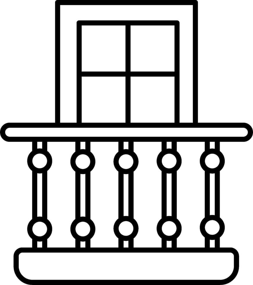 A black and white drawing of a balcony vector