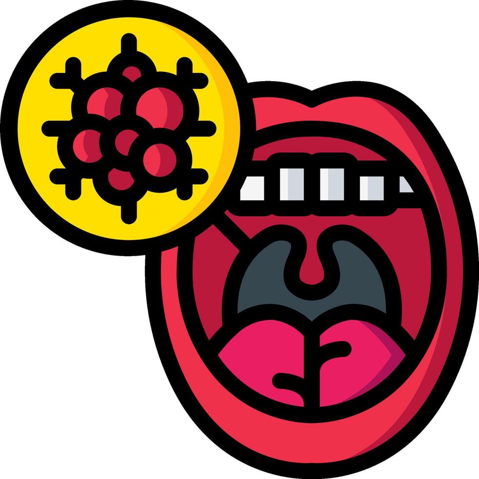 A cartoon mouth with a virus on it vector