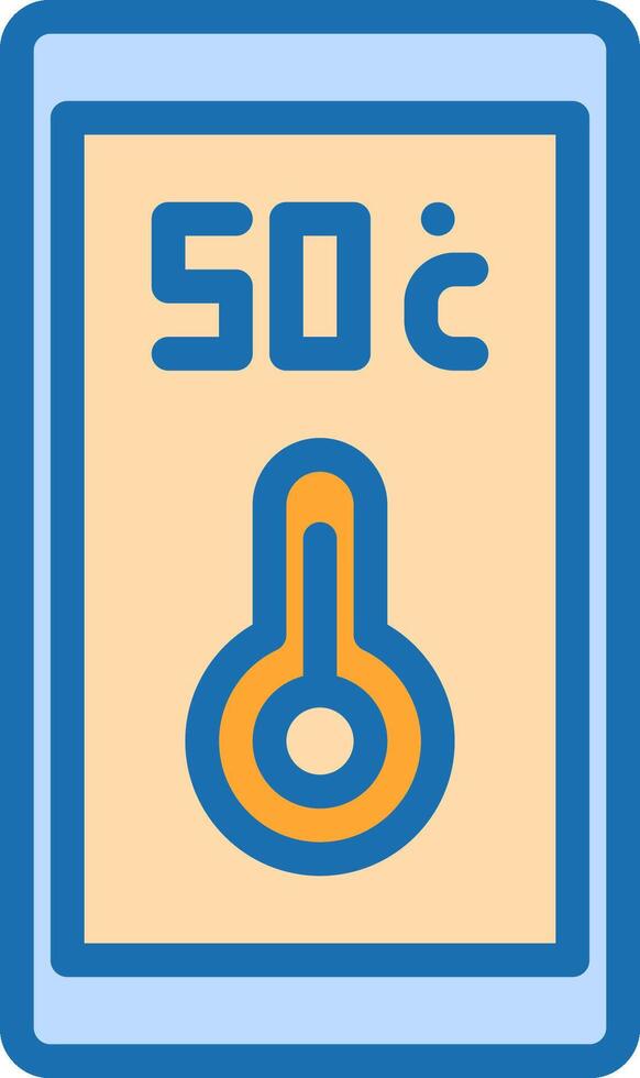 A thermometer with the word 50 c in blue and orange vector