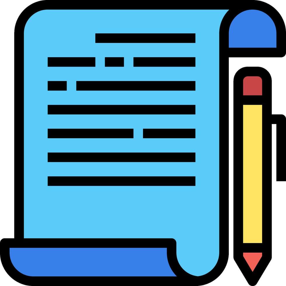 A blue document with a pencil and pen vector