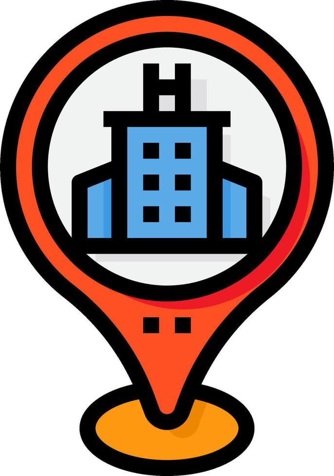 A map marker with a building in the center vector