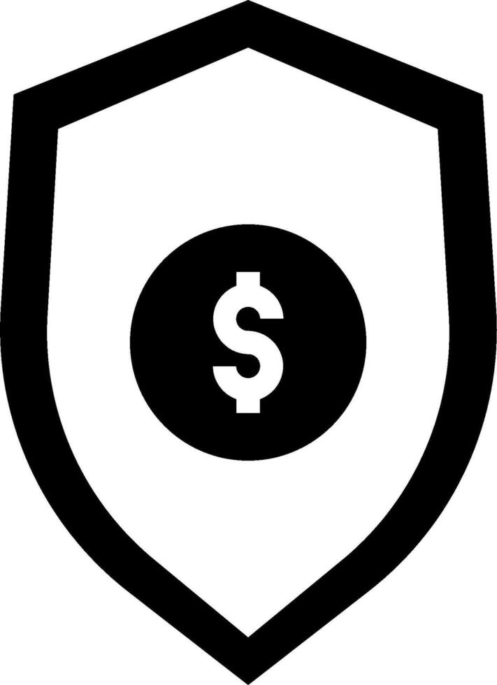A black and white shield with a dollar sign on it vector