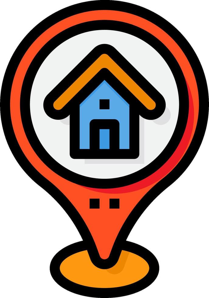 A house icon with a map pointer on a white background vector