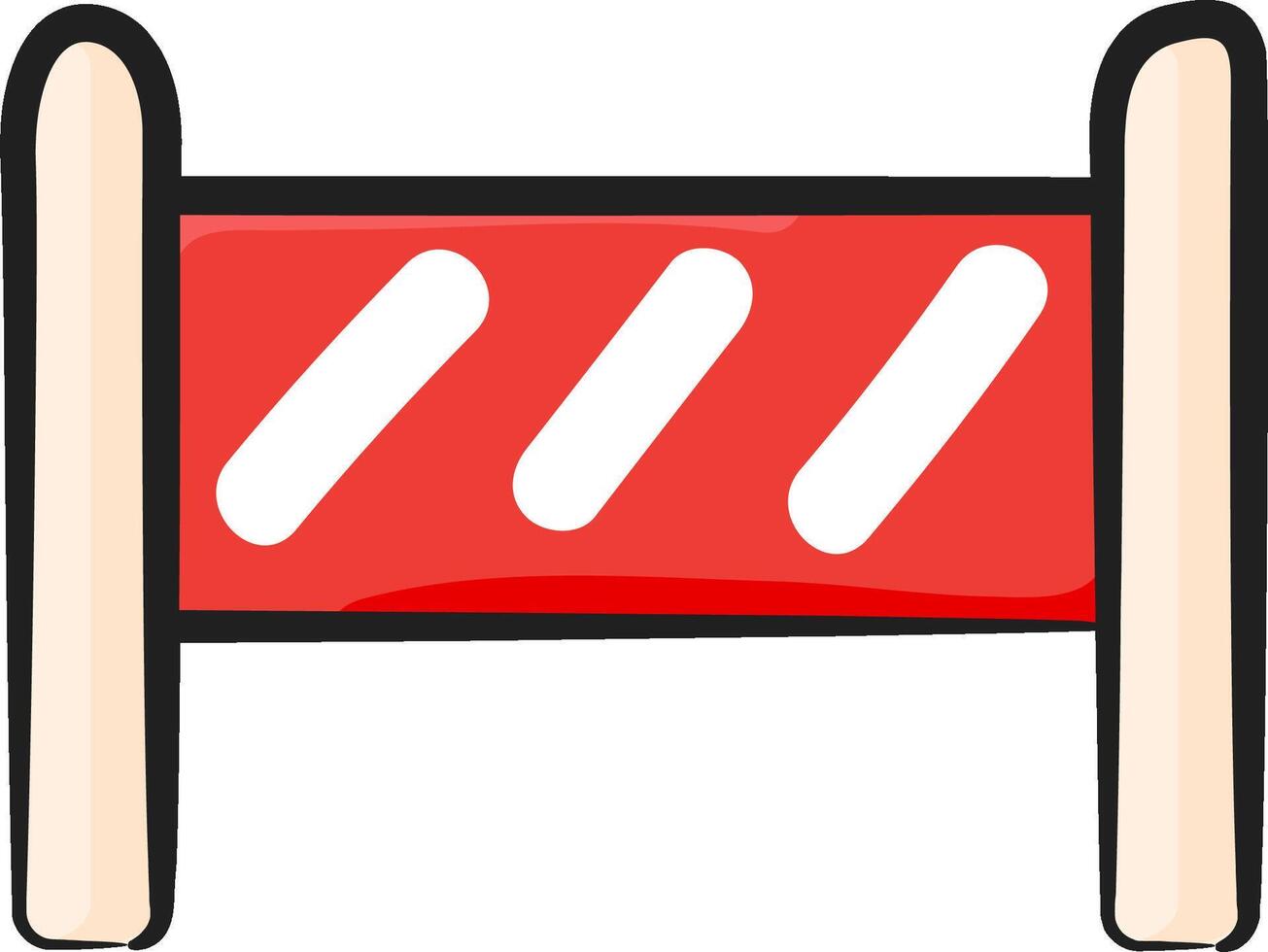 A red and white barrier with two white lines vector