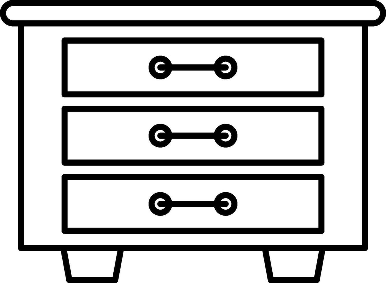 A black and white drawing of a dresser vector