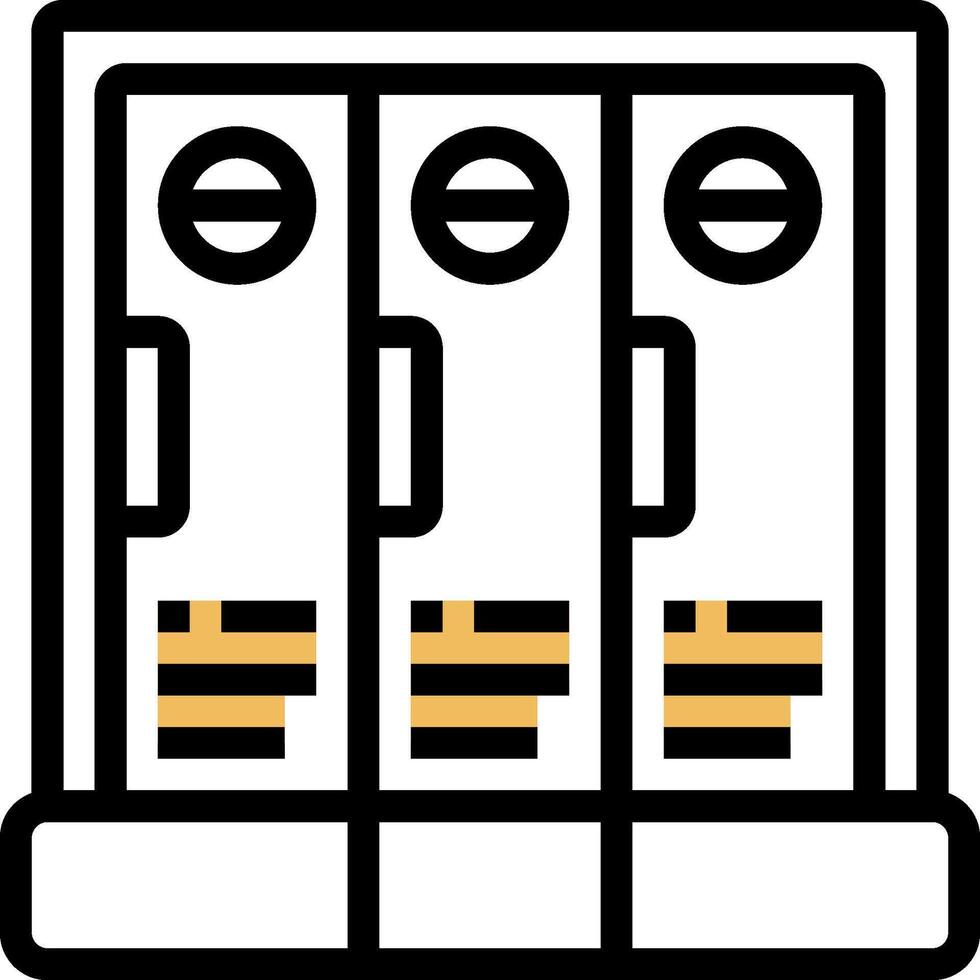 A black and white image of a rack with three doors vector
