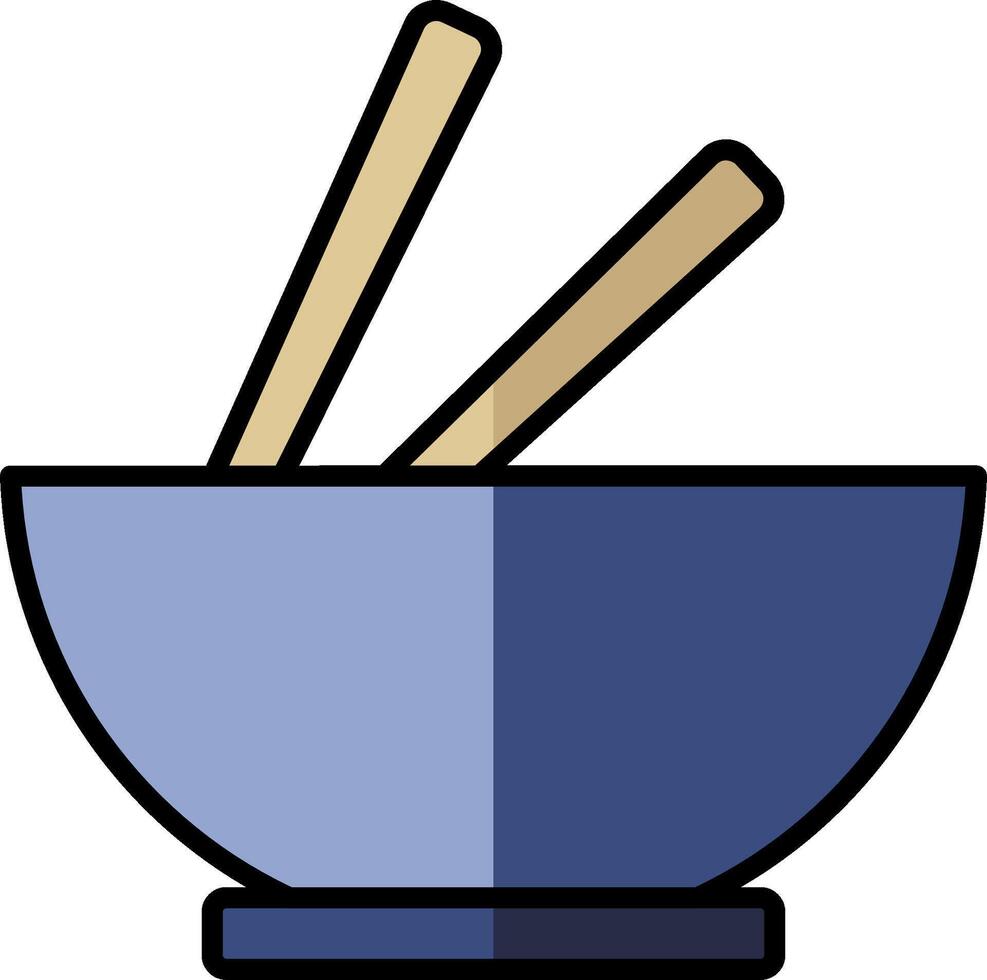 A bowl with chopsticks in it vector