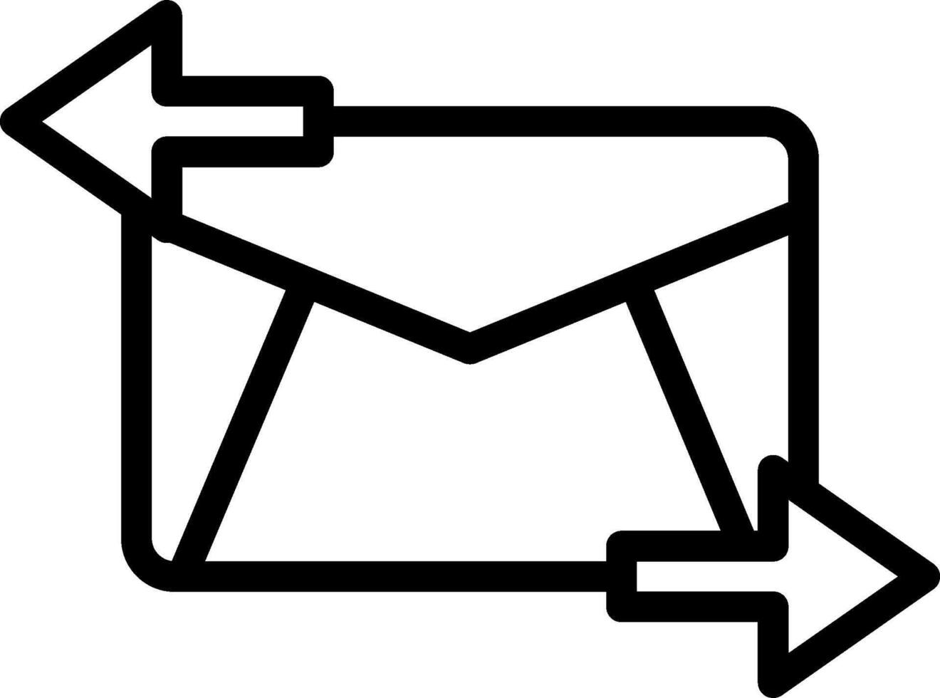 Email icon with arrows pointing to the left vector
