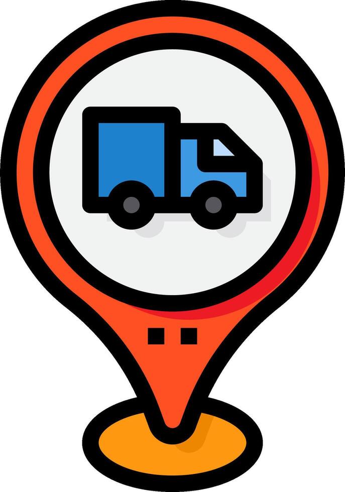 A delivery truck icon on a map pointer vector