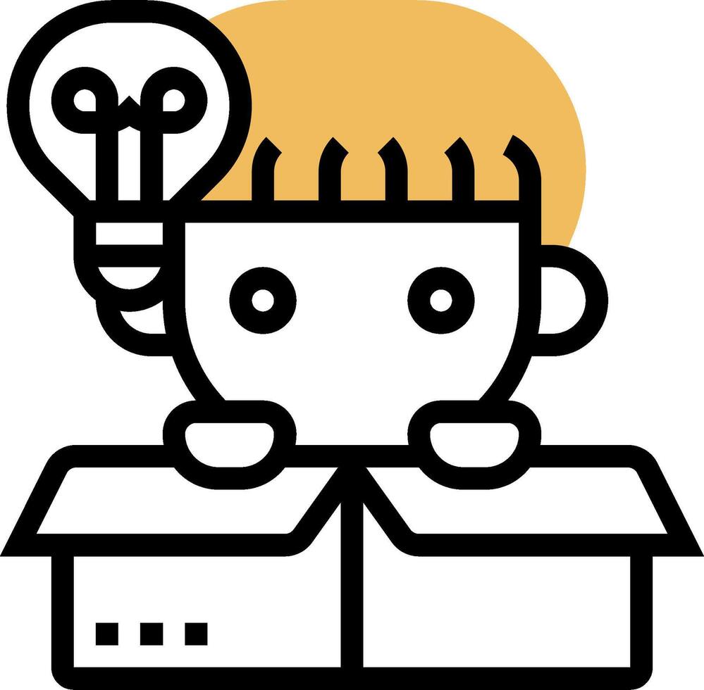 A robot with a light bulb on top of a box vector